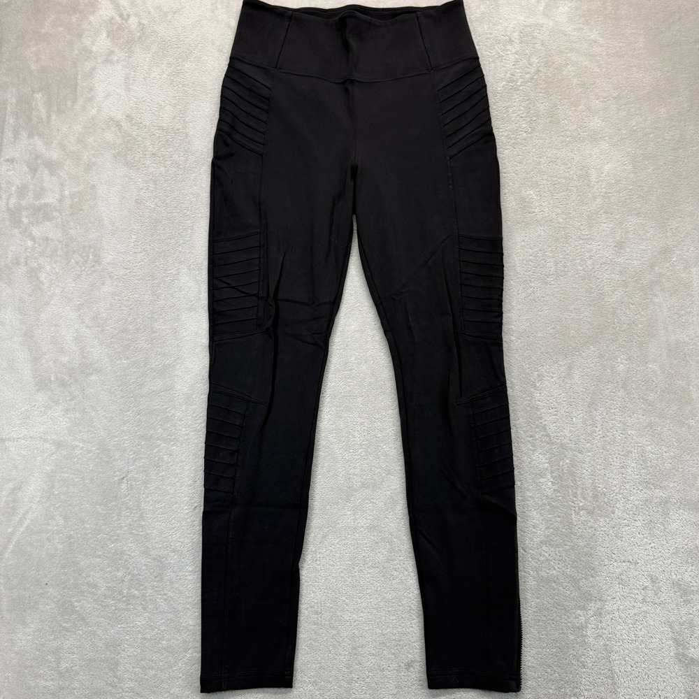 Athleta Pants Womens Medium Delancey Moto Tight Black Leggings Hi Rise Ankle Zip